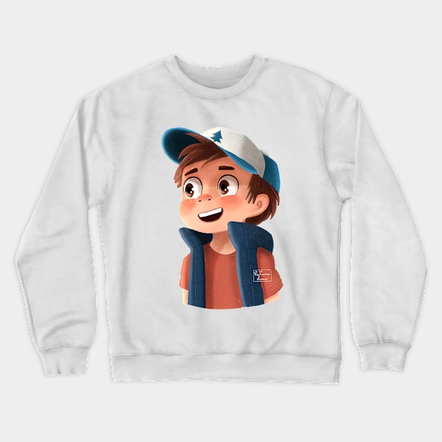 Dipper Pines Portrait from Gravity Falls Crewneck Sweatshirt by la'lunadraw